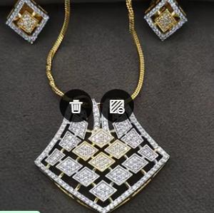 À la mode élégant or blanc finition Designer pendentif ensemble avec boucles d'oreilles avec pierres AD Look pour les fêtes de mariage porter pour les femmes - Product Image 2