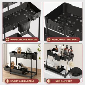 Étagère de rangement pour armoire de cuisine de haute qualité, design breveté, 2 niveaux, tiroir coulissant en plastique, organisateur sous <span class=keywords><strong>l</strong></span>'évier - Product Image 6