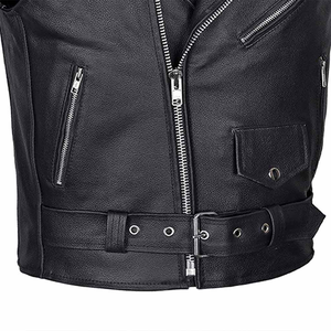Chaleco de Cuero para Motocicleta para Hombre, Chaleco de Motociclista de Piel de Vaca, Chaleco de Cuero Negro para Motocicleta, Equipo de Motocicleta - Product Image 4