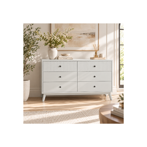 Commode de chambre à coucher EVEREST Collection 6 tiroirs en pin massif, design personnalisé, meuble de rangement gain de place - Product Image 1
