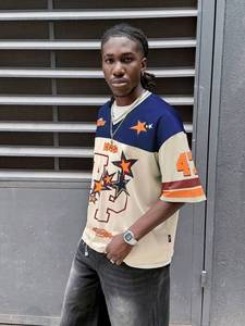 เสื้อฟุตบอลตาข่ายขนาดใหญ่พิมพ์ลายหมายเลขดาว สไตล์สตรีทแวร์สำหรับทุกเพศ เสื้อกีฬาแบบสั่งทำ ผู้จำหน่ายขายส่งจำนวนมาก - Product Image 4