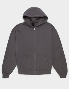 Spring Autumn Heavyweight 430g Cotton <b>Oversize</b> Hooded Zipper <b>Cardigan</b> Sweatshirt Loose Fit Long Sleeve Solid Color Plain Hoodie - Product Image 3