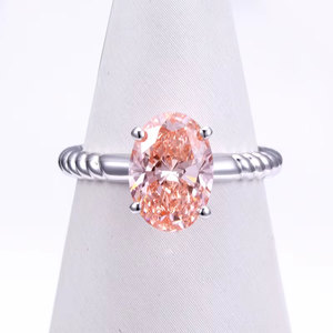 Women's 925 Silver Oval Cut Morganite Engagement Ring Prong Setting Romantic Style - Product Image 6