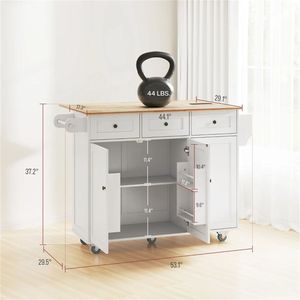 Isla de Cocina Blanca y Carrito con Gabinete para Vajilla para los Artículos Esenciales de su Cocina - Product Image 6