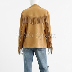 Women's Stylish Western Cowgirl Leather <b>Jacket</b> Oem Women's Custom Leather <b>Jacket</b> Ladies <b>Star</b> Fringe Fashion Wear - Product Image 2