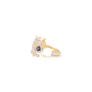 18K White <b>Gold</b> Miracle Feather <b>Ring</b> with Diamond and Sapphire Micro Insert - Product Image 5