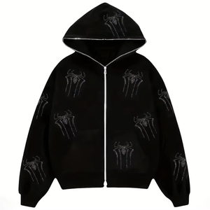 Sudadera con Capucha Personalizada con Logotipo para Mujer, Informal, Tejida, con Pedrería, para Invierno, Antiarrugas, de Alta Calidad, Manga Larga, 100% Algodón - Product Image 1