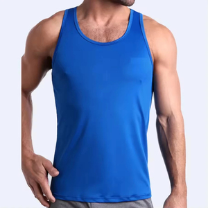 Débardeur sans manches pour homme, bleu marine, col rond, respirant, tricoté, décontracté, couleur unie, polyester, coupe ajustée - Product Image 3