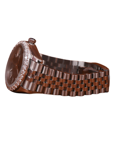 Reloj de cuarzo de acero inoxidable con moissanita de la mejor calidad para uso diario, esfera negra, disponible en stock, para mujer. - Product Image 2