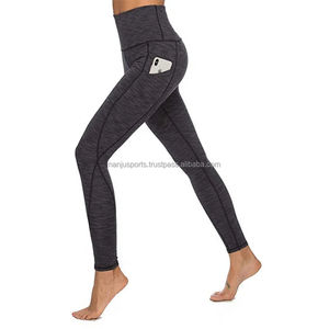 Leggings de yoga décontractés taille haute pour femmes pantalons de sport d'entraînement respirants antibactériens en Spandex/Polyester - Product Image 4