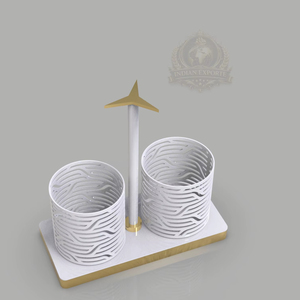 Porte-ustensiles double, support pour cuillères et fourchettes, support de couverts de table, support moderne pour ustensiles de cuisine, organisateur de table Ramadan Palestine - Product Image 1
