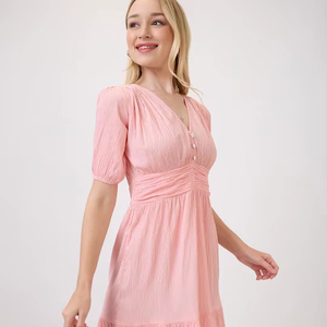 Vestido Midi Holgado para Mujer, Formal, Cuello en V, Cintura Natural, Estampado Floral de Verano, Crepé, Talla Grande, Ecológico, Transpirable, para Fiesta - Product Image 1