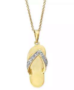 Diamond <b>Flip</b>-<b>Flop</b> Pendant Necklace in 18k Gold over Sterling <b>Silver</b> (1/10 ct. t.w.) | Macy's - Product Image 1
