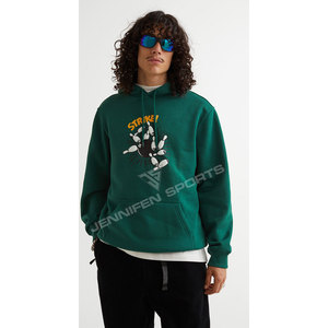 Sweat à capuche personnalisé 100% coton lourd, décontracté, uni, teint, surdimensionné, streetwear de luxe avec logo en strass pour hommes - Product Image 4