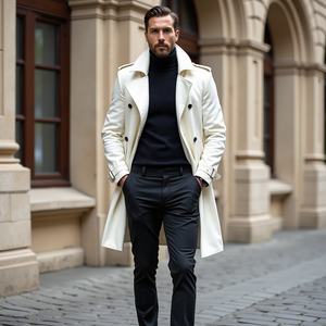 เสื้อโค้ทขนสัตว์ตัดเย็บสำหรับผู้ชายดีไซน์แบบกระดุมสองแถวเสื้อโค้ทขนสัตว์ฤดูหนาวสำหรับธุรกิจเป็นทางการและโอกาสสบายๆ - Product Image 4