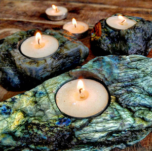 Support de Bougie Créatif en Pierre Naturelle Labradorite Brute, Décoration d'Intérieur, Meilleure Vente - Product Image 4