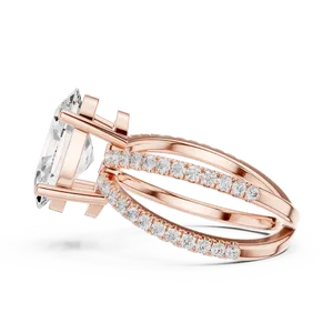 18K Solid Gold Oval Cut Lab Grown Diamond Engagement <b>Ring</b> IGI Certified VVS E-F Criss Cross <b>Split</b> Shank <b>Ring</b> Jewelry - Product Image 6