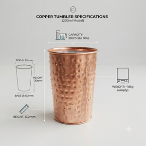 Vaso de Cobre Puro Martillado a Mano, Vaso Ayurvédico para Agua, Taza de Cobre para Hogar, Hotel, Restaurante, Bar, Venta al por Mayor, OEM, ODM - Product Image 5