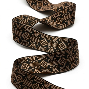 Wholesale 50mm Black Gold Greek Key Jacquard Ribbon Metallic Woven Trim for Gift Packaging Bows Garment Borders Supplier - Product Image 5