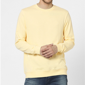 เสื้อสเวตเชิ้ตคอกลมสีเหลืองสำหรับผู้ชาย ทรงปกติ ผ้าฝ้ายถัก ใส่สบายๆ สำหรับฤดูใบไม้ร่วง สีพื้น แขนยาว - Product Image 5