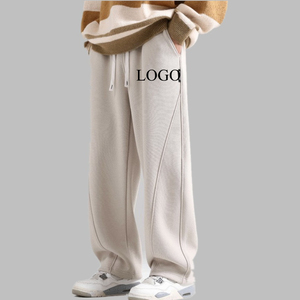 KM Custom <b>Winter</b> Men's Button Closure Heavyweight Breathable 100% Cotton Baggy Wide Leg Sweatpants Casual <b>Trousers</b> - Product Image 1