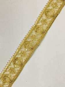 Bordure en dentelle florale brodée de sequins couleur personnalisée 100 % polyester style traditionnel vente en gros pour chaussures et sacs - Product Image 3