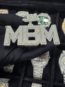 Fine Jewelry Personalized 925 <b>Silver</b> Hip Hop Letter Iced Out Custom Name <b>Initial</b> Letter Moissanite Diamond Mosaic Set <b>Pendant</b> - Product Image 3