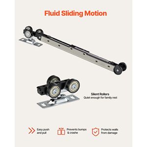 Kit de quincaillerie pour porte coulissante simple en verre dépoli 5 vitres, 76 cm x 203 cm, porte coulissante encastrée robuste en bois massif MDF - Product Image 4