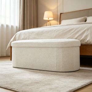 Banc de rangement contemporain en polaire Teddy avec couvercle rabattable, repose-pieds multifonctionnel pour chambre et entrée - Product Image 5