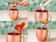 Ensemble de mugs à cocktail en cuivre pour des soirées élégantes et gourmandes, finition martelée, gobelets en métal durables et réutilisables, mugs de service pour bar. - Product Image 4