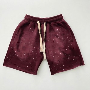 Shorts Bermuda en coton à pois marron pour homme, taille élastiquée, décontractés, respirants, pour l'été - Product Image 5
