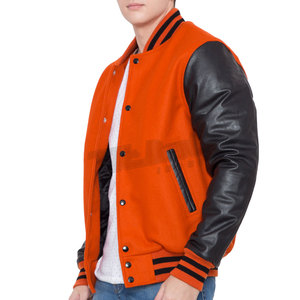 Chaqueta Letterman de Diseño Nuevo en Color Sólido para Hombre, con Mangas de Cuero, Ropa de Calle Abrigada - Product Image 3