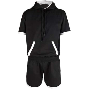 Conjunto Deportivo Ecológico para Hombre, con Capucha, 2 Piezas, Sudadera de Manga Larga y Pantalones Cortos Cómodos, en Colores Contrastantes para Otoño - Product Image 1