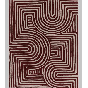 Tapis géométriques contemporains, design abstrait moderne, tapis tufté à la main, motif bordeaux crème, décoration pour salon, chambre à coucher, maison - Product Image 2