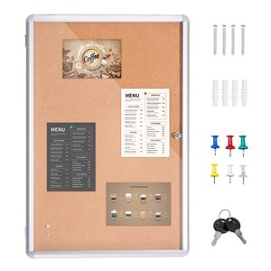 Tablero de Corcho Enmarcado en Aluminio de 36 x 24 Pulgadas con Puerta Acrílica con Cerradura y 2 Llaves, Tablero de Anuncios de Pared Resistente a la Intemperie - Product Image 1