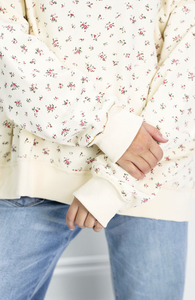 Women Oversized <b>Turtleneck</b> Sweatshirt Floral Print 100% Cotton Knitted Long Sleeve Breathable Autumn Winter Streetwear Mockneck - Product Image 3
