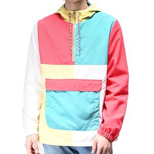 Venta caliente ropa de verano cortar y coser proveedor al por mayor etiqueta personalizada contraste Color poliéster al aire libre Anorak chaqueta para hombres - Product Image 1