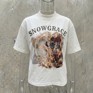T-shirt à manches courtes surdimensionné Snowgrace pour homme, jersey décontracté en polyester/coton, col rond, motif uni, logo sur le devant - Product Image 6