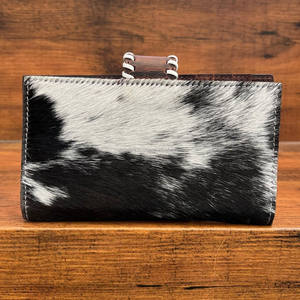 Cartera plegable de piel de vaca de diseño personalizado de moda para mujer al por mayor, Cartera de gran capacidad de piel auténtica con tarjetero - Product Image 5