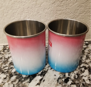 Tasses doubles en acier inoxydable rouge et blanc - Product Image 6