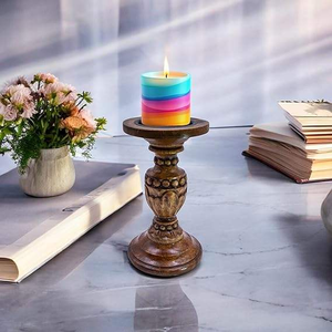 Porte-bougie en bois naturel poli, écologique, classique, vintage, personnalisable, décoration d'intérieur, mariage, fête, table, Noël - Product Image 4