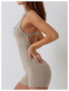 Combinaison de yoga taille haute sans dos pour femme, couleur unie, sans manches, coupe ajustée, effet push-up, en Spandex et Polyester, toutes saisons - Product Image 4