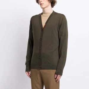 High-quality Solid Color V-neck Button Pocket Quick Dry Customizable Men's <b>Cardigan</b> <b>Sweater</b> Acrylic Breathable - Product Image 2