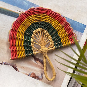 <b>Hand</b> <b>fan</b> crafted from rattan eco friendly braided handheld <b>fans</b> home decor wall hanging art - Product Image 5