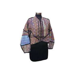 เสื้อแจ็คเก็ตกุดารีทำมือสำหรับผู้หญิง ผ้าฝ้ายหนานุ่มสไตล์อินเดีย หลากสี วินเทจ ผ้าฝ้ายคันธาแท้ 100% ลายชนเผ่า - Product Image 4