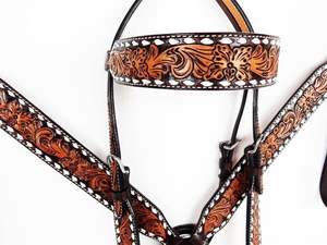 Alta calidad hecho a mano carreras de caballos con cuentas caballo occidental una oreja headstall Peto flecos coloridos - Product Image 2