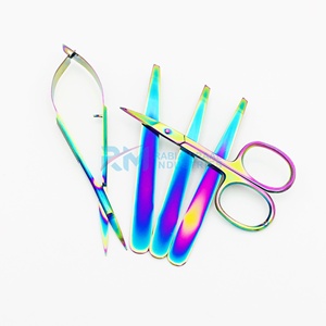 RMI Multi Plasma Color Eyebrow Tweezer Set Straight Point Japanese Stainless Steel - Product Image 2