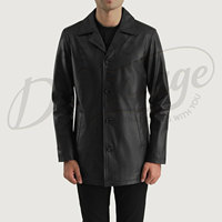 Blazer en cuir véritable noir de qualité supérieure pour homme, coupe ajustée, classique, boutonné, décontracté, pour le travail, l'hiver, veste de voiture