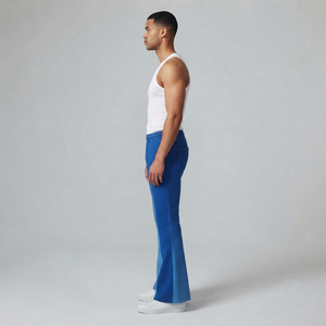 Pantalones de chándal acampanados para hombre con cordón en la cintura, estilo urbano, de invierno, de forro polar, holgados y de pierna ancha - Product Image 3