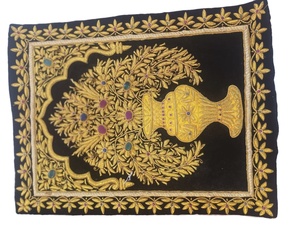 Zari bordado pared colgante joya Zari Zardozi jarrón de piedras preciosas-arte de tela de vidrio hecho a mano con temática para decoración del hogar habitación - Product Image 6